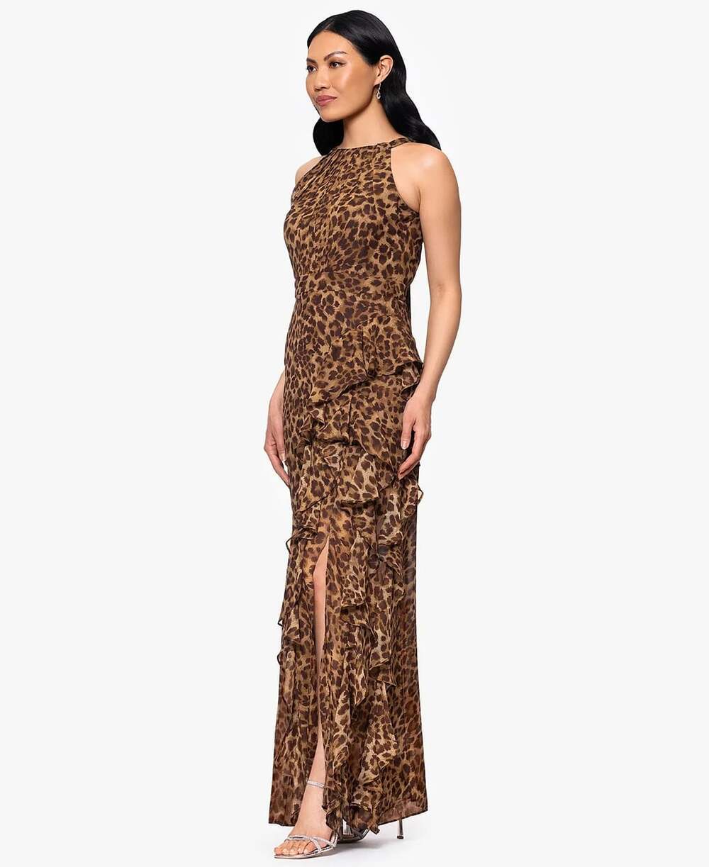 NEW Betsy & Adam Women's 10 Andie Halter Neck Ruffle Dress • Reg Price $239 - Picture 2 of 5